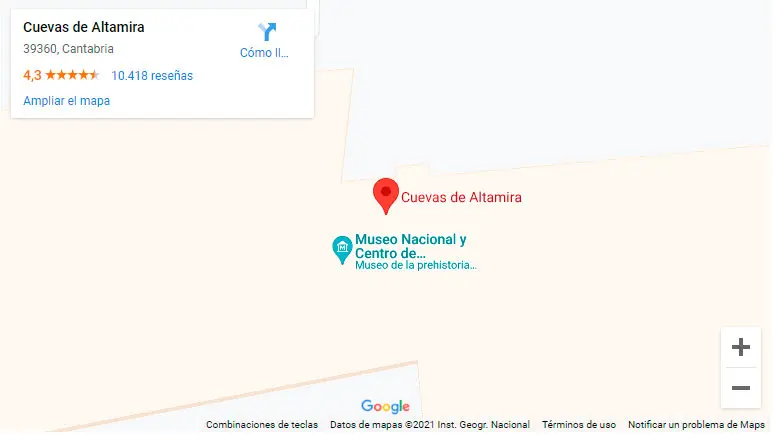 Mapa de situación de la Cueva de Altamira (Cantabria)