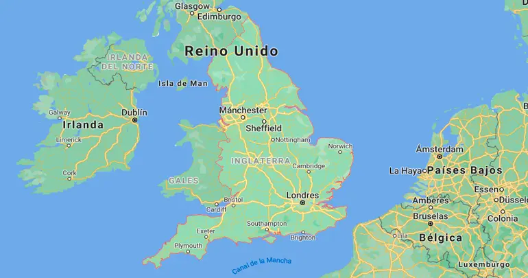 Mapa de situación de Inglaterra