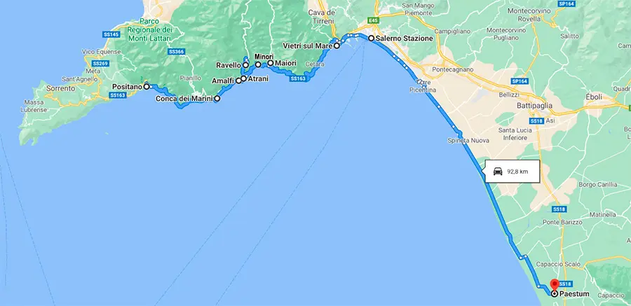 Recorrido en coche por la costa Amalfitana de Italia