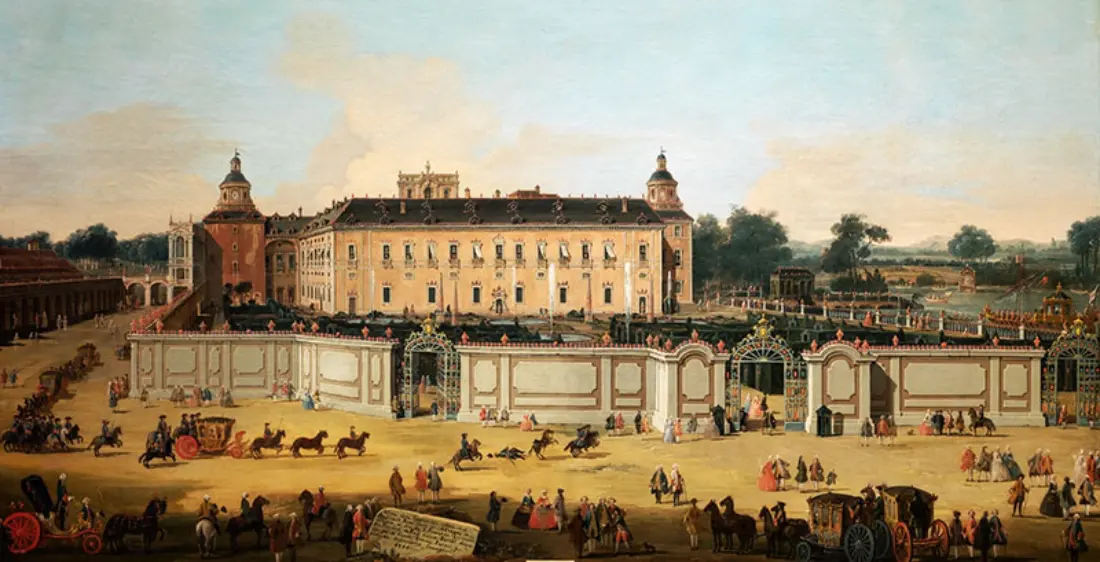 Cuadro «Vista del Palacio de Aranjuez» Autor: Battaglioli, Francesco Fecha: 1756 Expuesto: Museo del Prado