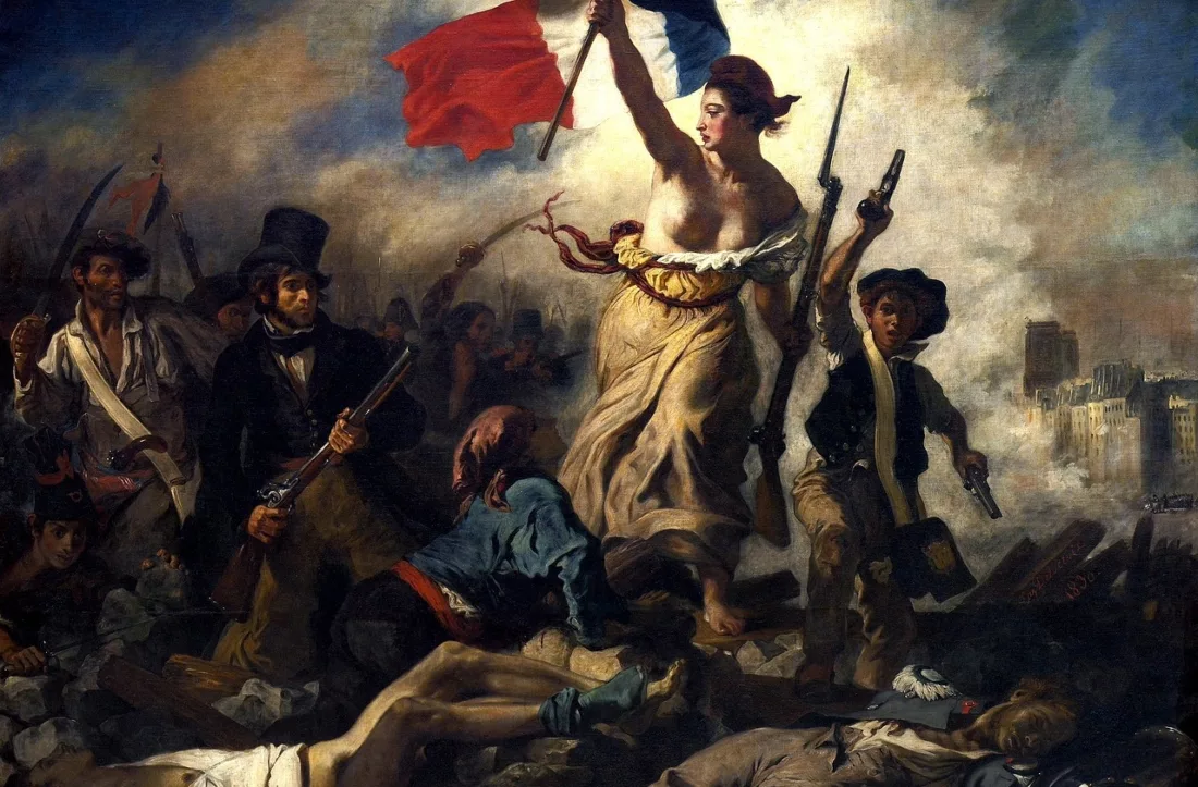 Cuadro "La Libertad guiando al pueblo de Eugène Delacroix" expuesto en el Museo del Louvre